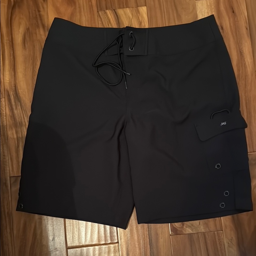 Jag Jeans Black Board Shorts with Drawstring Waist and Clean Design
